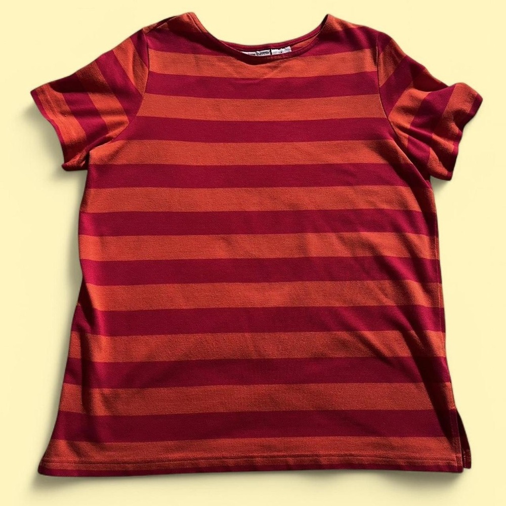 Vintage Jaclyn Smith orange/magenta stripe T-shirt - XL
